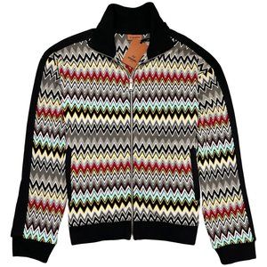 SOLD | Missoni Chevron Knit Track Jacket L Zigzag Zip Up Mens